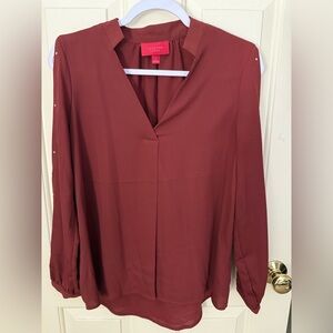 Jennifer Lopez Rust colored Relaxed Buttoned Blouse with open sleeves